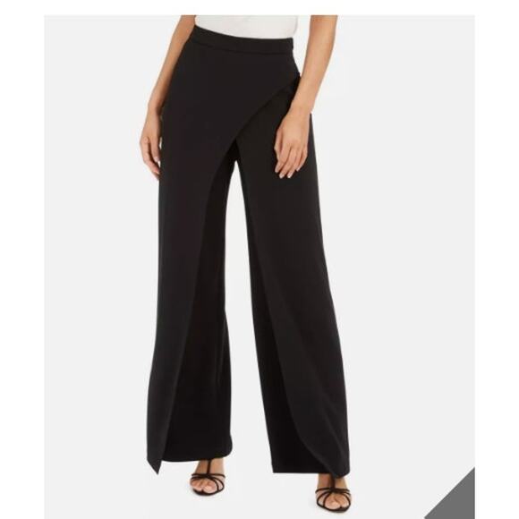 New NWT Adrianna Papell Knit Crepe‎ Drape Front Pants Black US Size 16 - Picture 1 of 10
